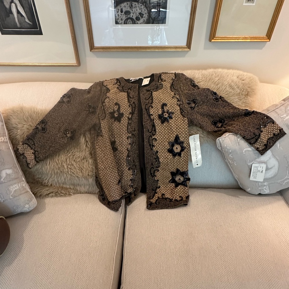 Formal Beaded and Embroidered Women's Jacket - Black and Brown. New with Tags
